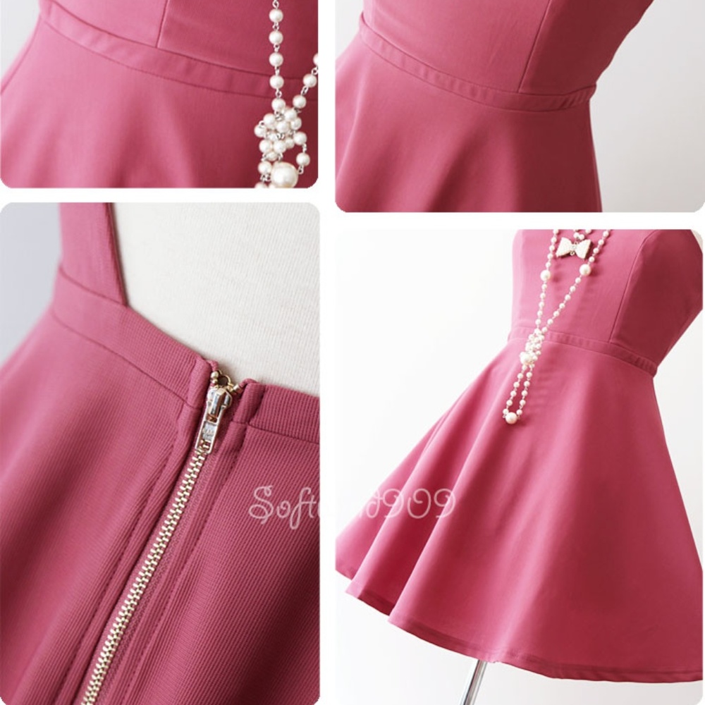 Last☝️ Pink Halter Caged Cutout Back Skater Dress - Picture 5 of 8